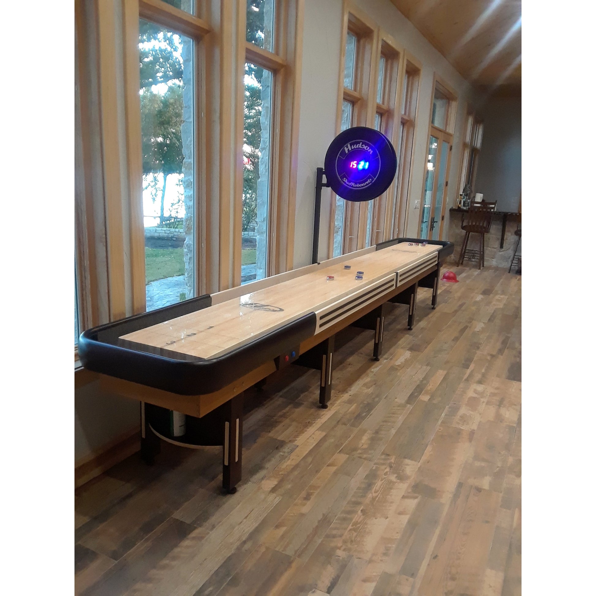 Grand Hudson shuffleboard table with custom stain options - Hudson Shuffleboards