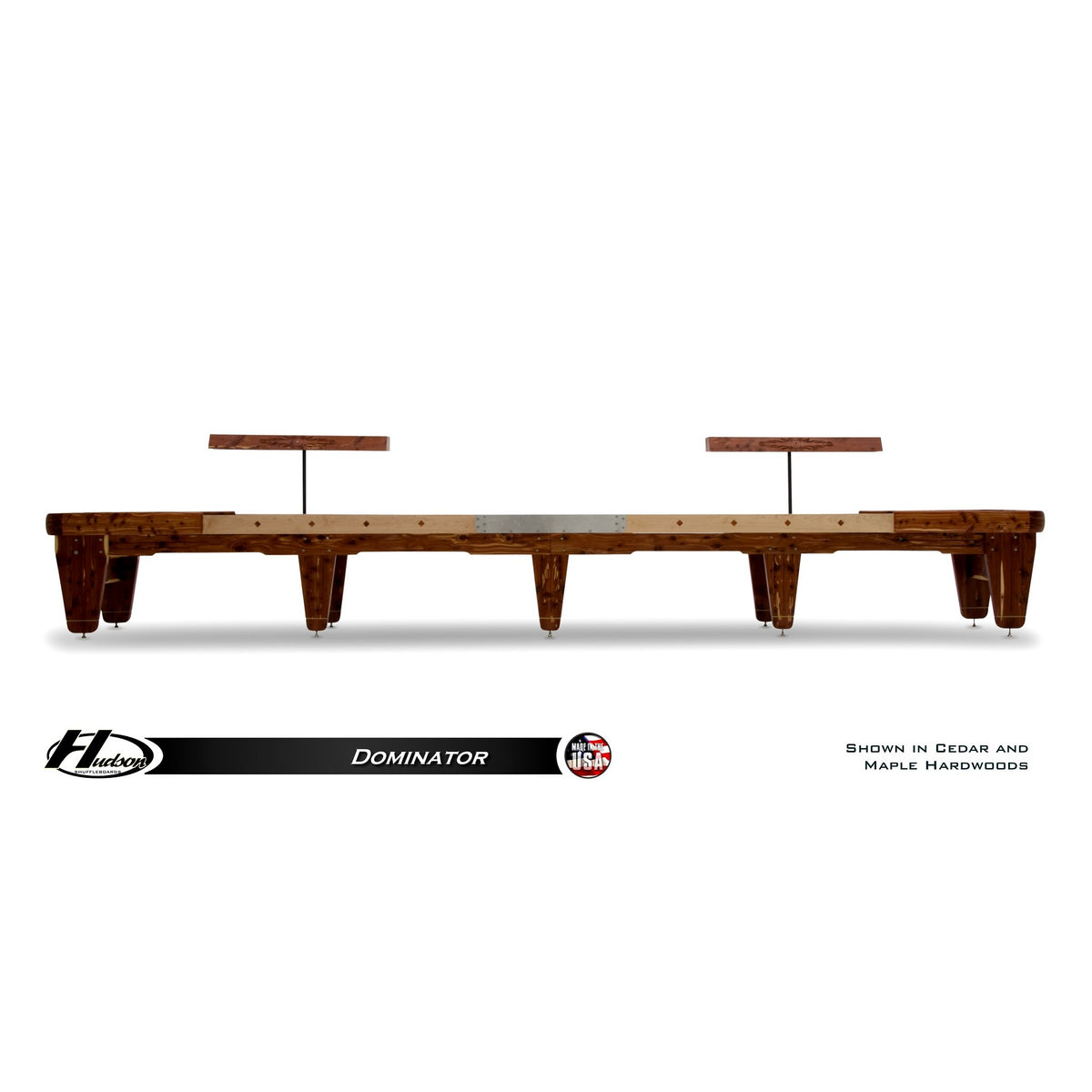Dominator shuffleboard table with custom wood and stain options - Hudson Shuffleboards