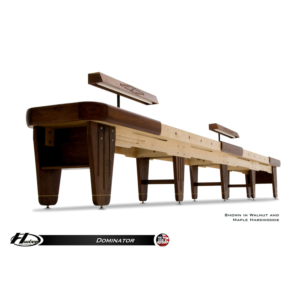 Dominator shuffleboard table with custom wood and stain options - Hudson Shuffleboards