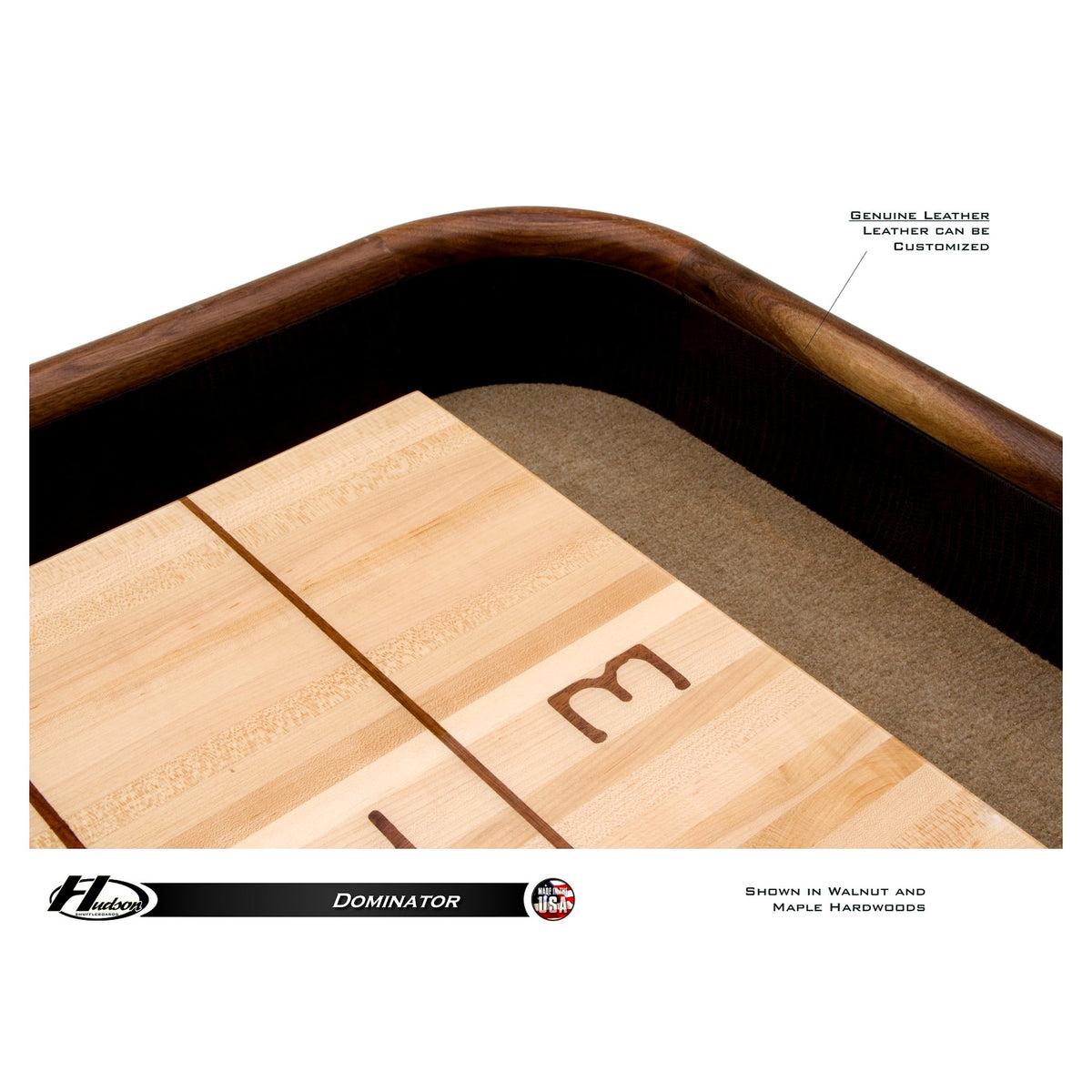 Dominator shuffleboard table with custom wood and stain options - Hudson Shuffleboards