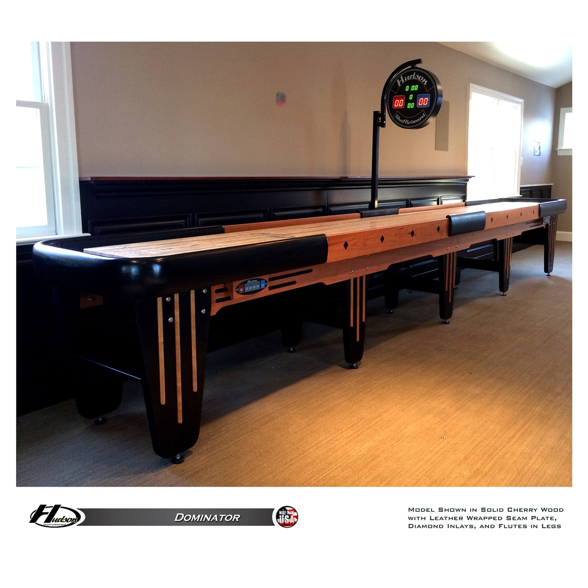 Dominator shuffleboard table with custom wood and stain options - Hudson Shuffleboards