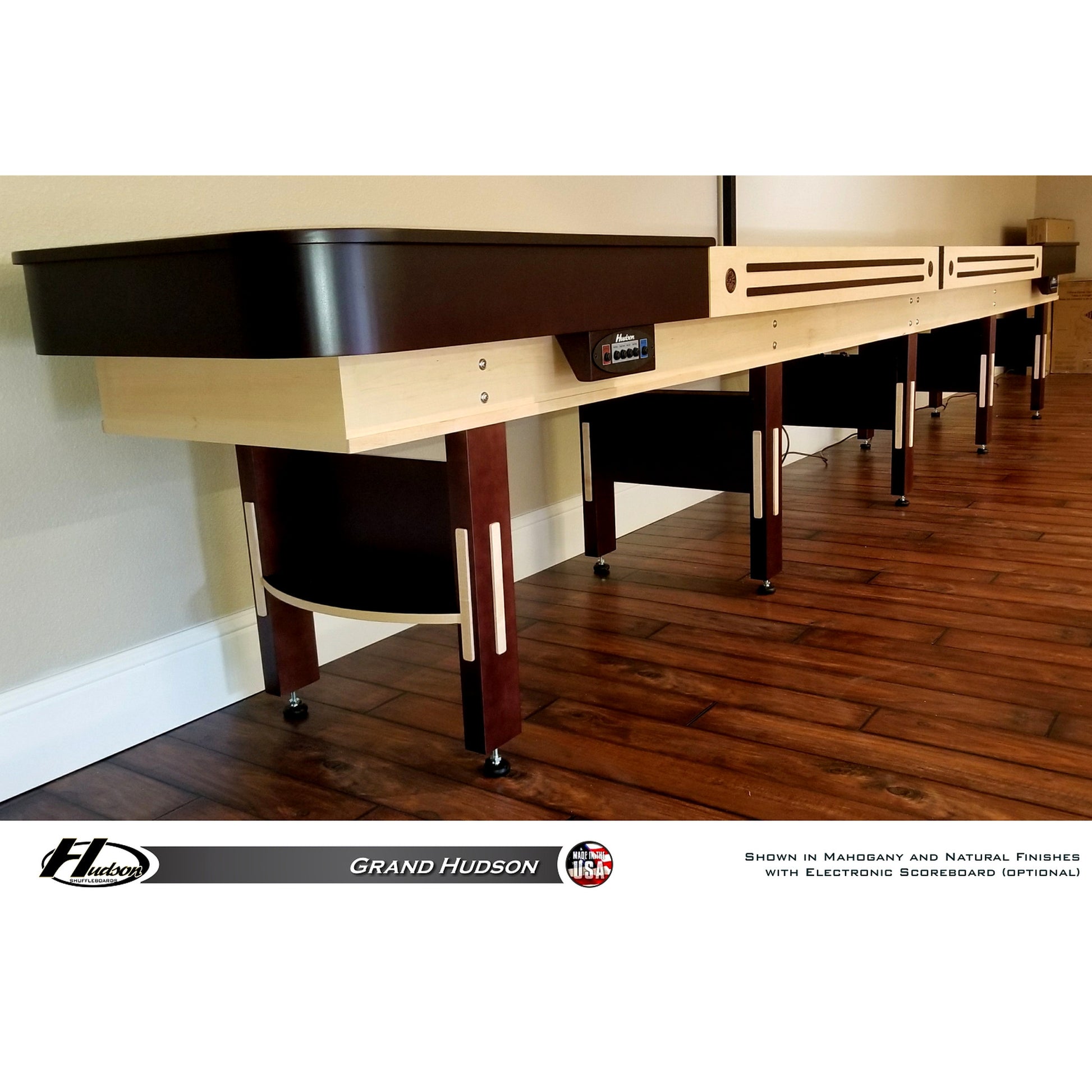 Grand Hudson shuffleboard table with custom stain options - Hudson Shuffleboards
