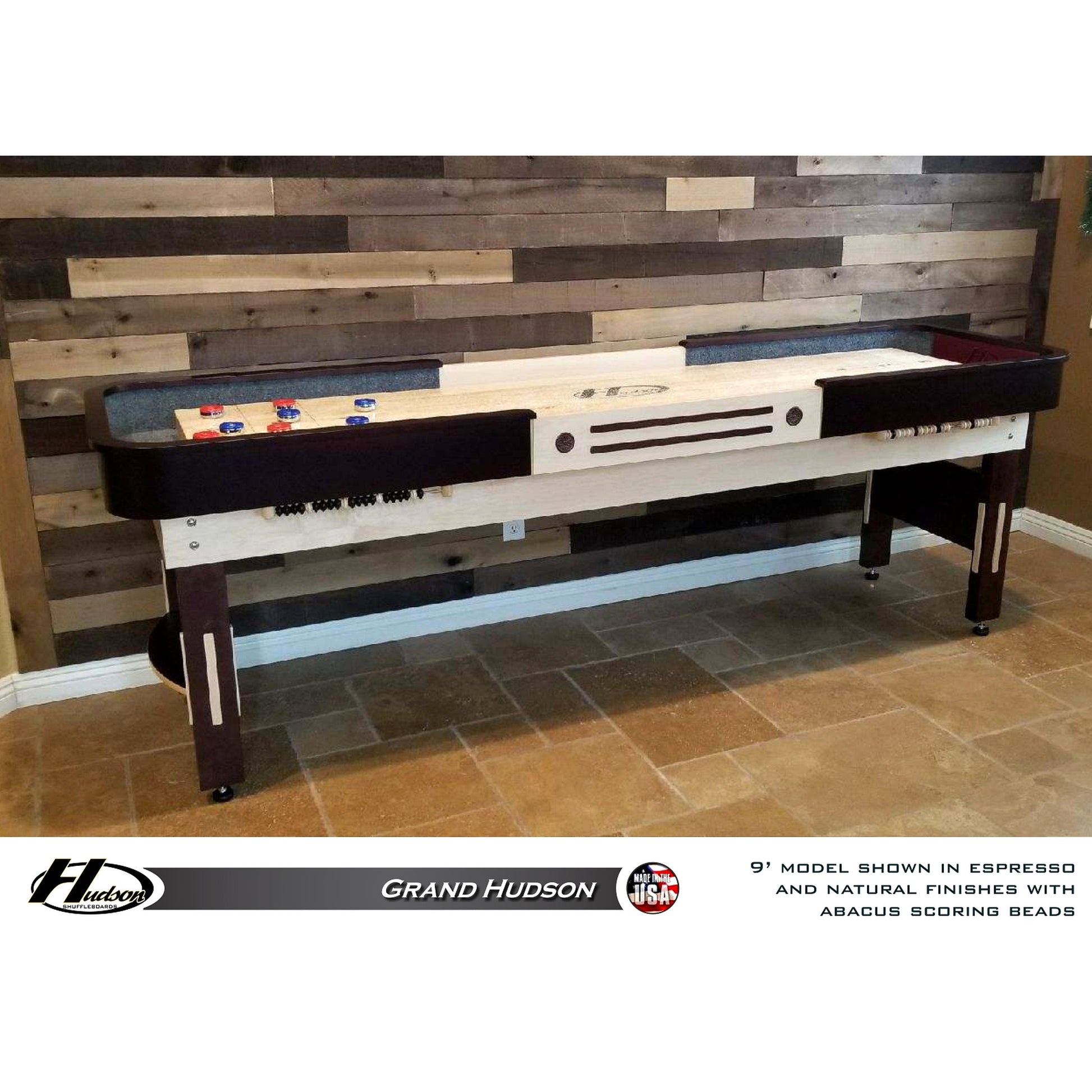 Grand Hudson shuffleboard table with custom stain options - Hudson Shuffleboards