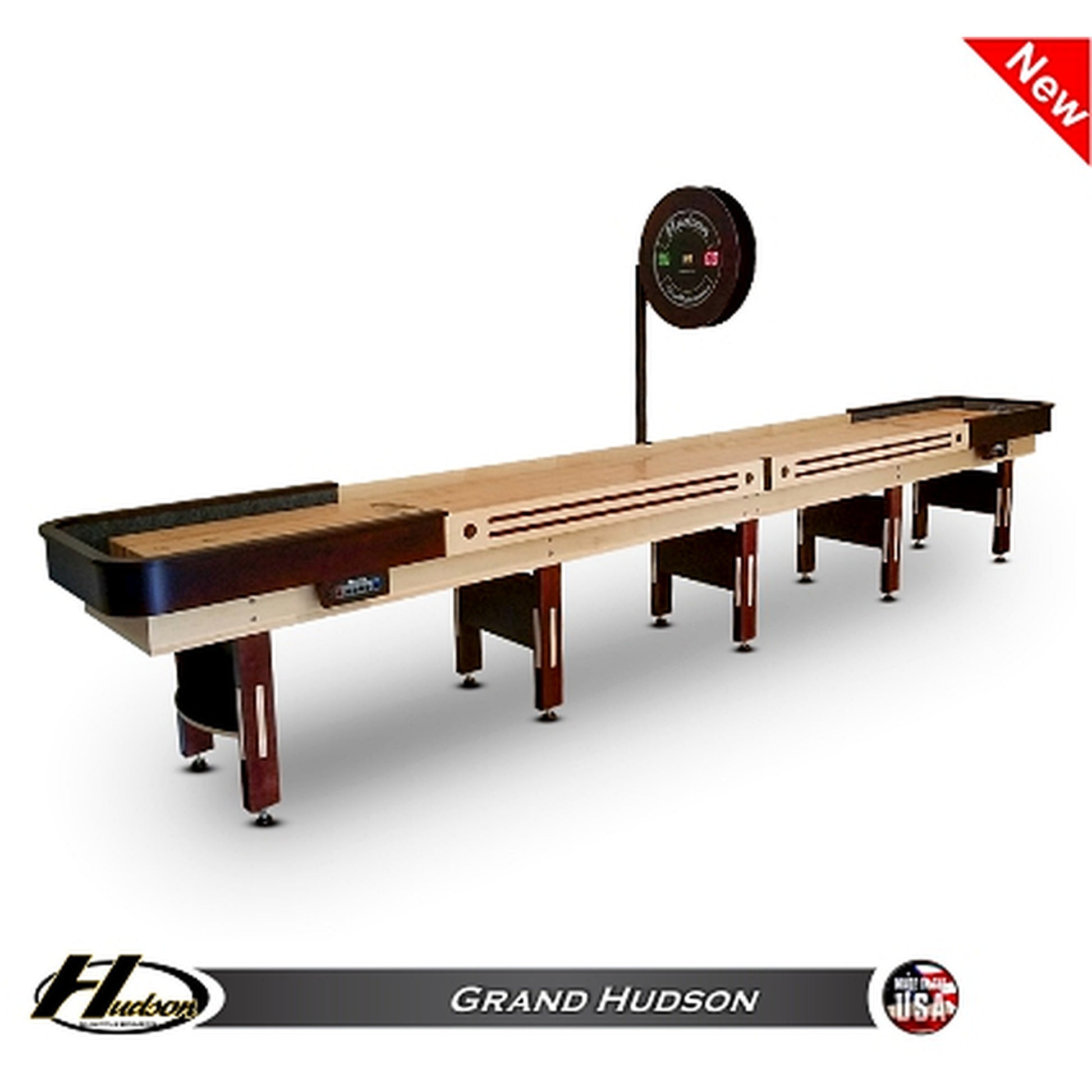 Grand Hudson shuffleboard table with custom stain options - Hudson Shuffleboards