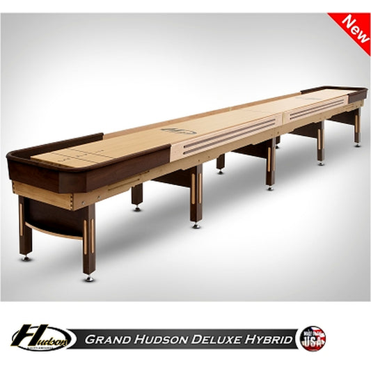 Deluxe Hybrid shuffleboard table with custom stain options - Hudson Shuffleboards