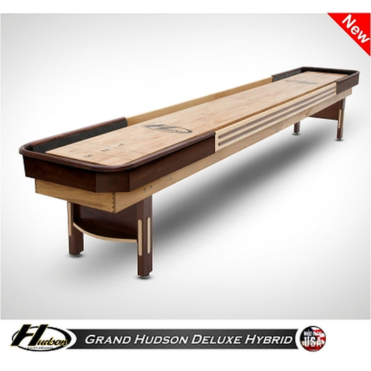 Deluxe Hybrid shuffleboard table with custom stain options - Hudson Shuffleboards