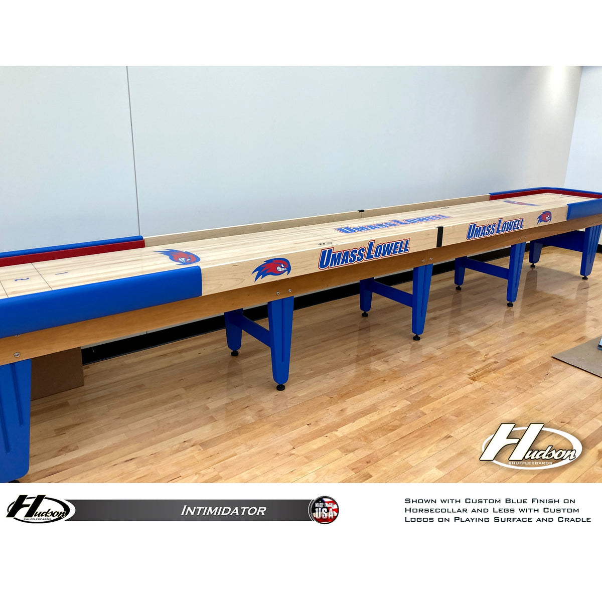Intimidator shuffleboard table with custom stain options - Hudson Shuffleboards