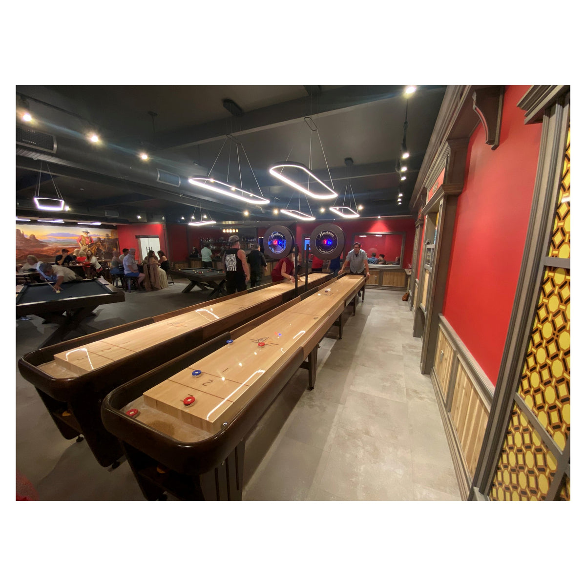 Dominator shuffleboard table with custom wood and stain options - Hudson Shuffleboards