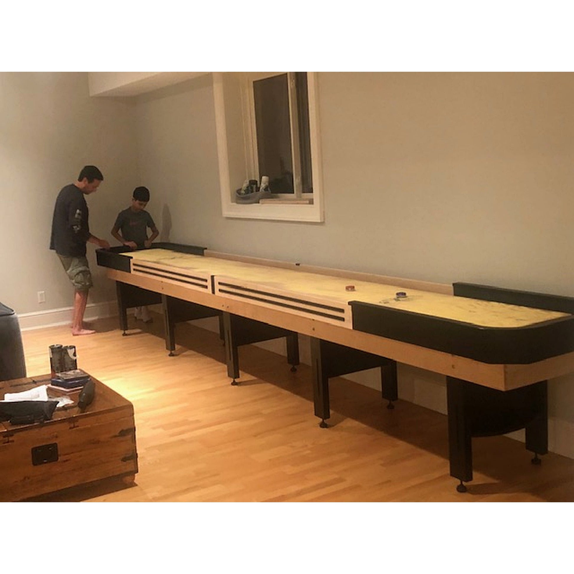 Deluxe Hybrid shuffleboard table with custom stain options - Hudson Shuffleboards