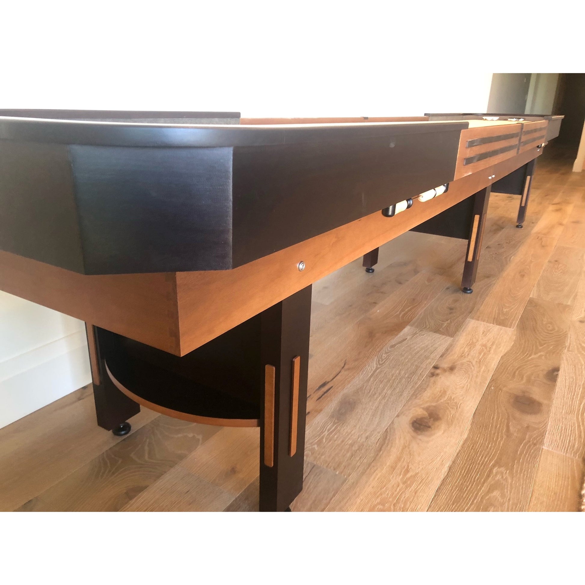 Deluxe Hybrid shuffleboard table with custom stain options - Hudson Shuffleboards