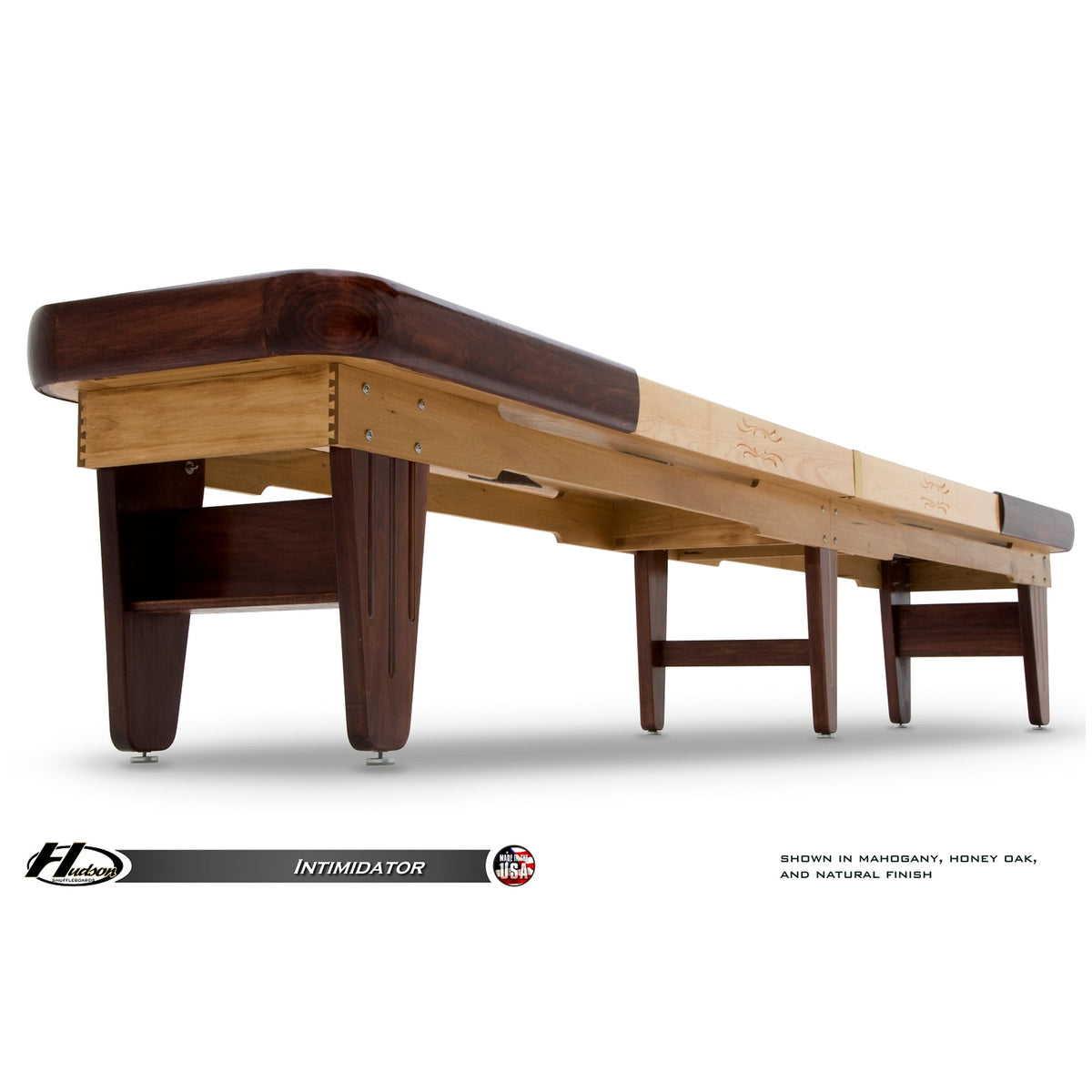 Intimidator shuffleboard table with custom stain options - Hudson Shuffleboards