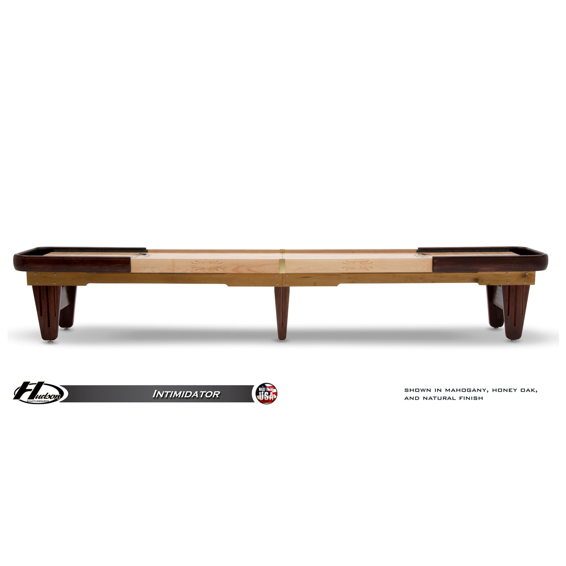Intimidator shuffleboard table with custom stain options - Hudson Shuffleboards