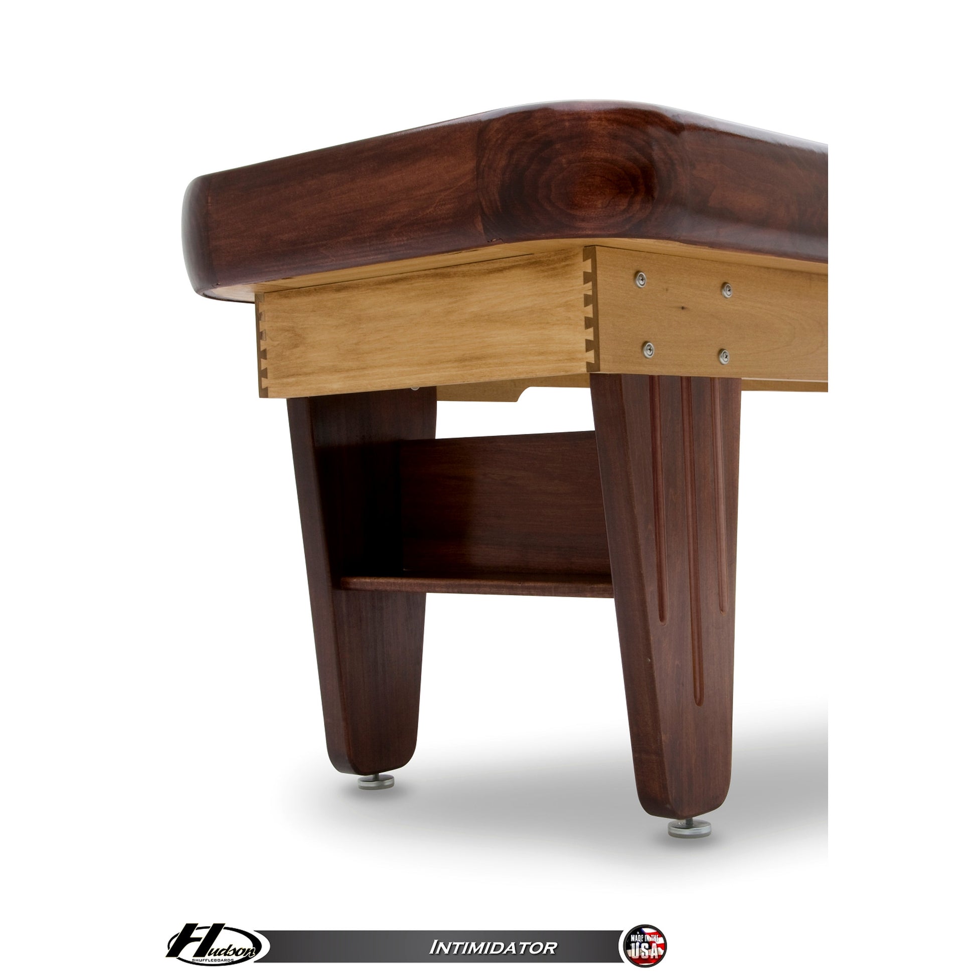 Intimidator shuffleboard table with custom stain options - Hudson Shuffleboards