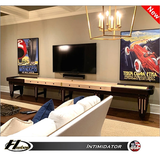 Intimidator shuffleboard table with custom stain options - Hudson Shuffleboards