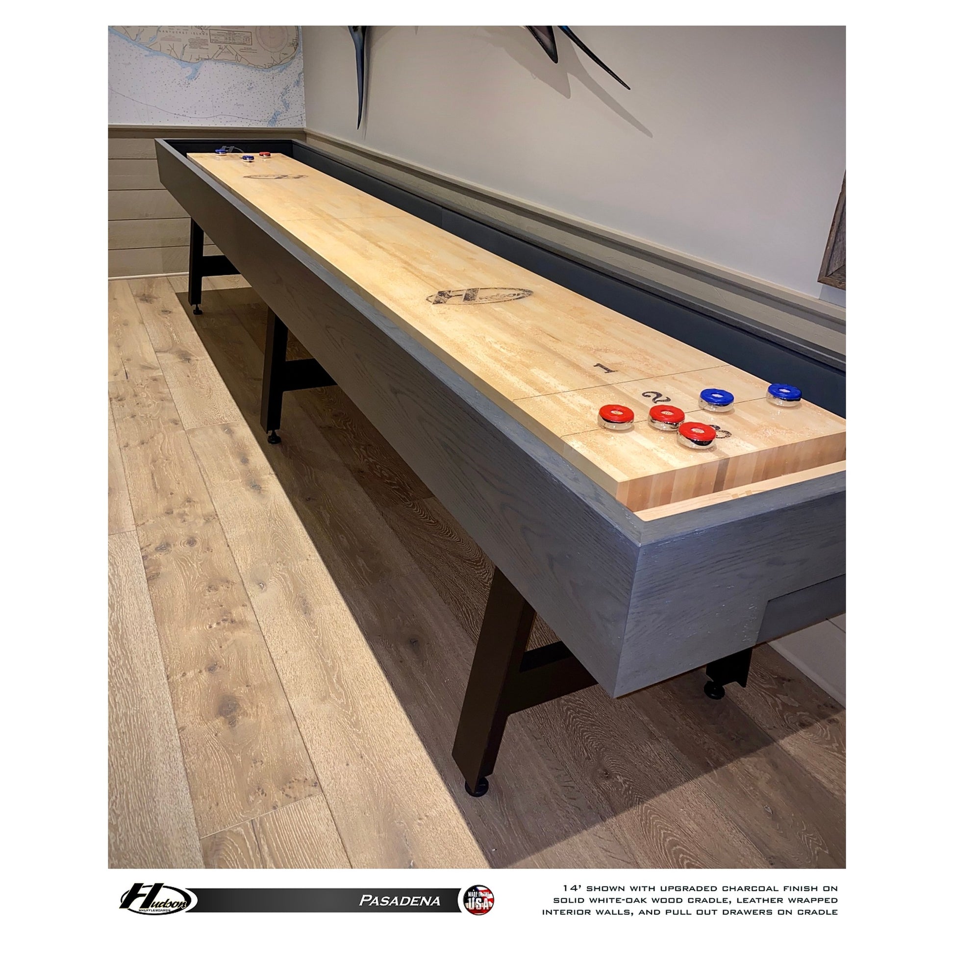 Pasadena shuffleboard table with custom finish options - Hudson Shuffleboards