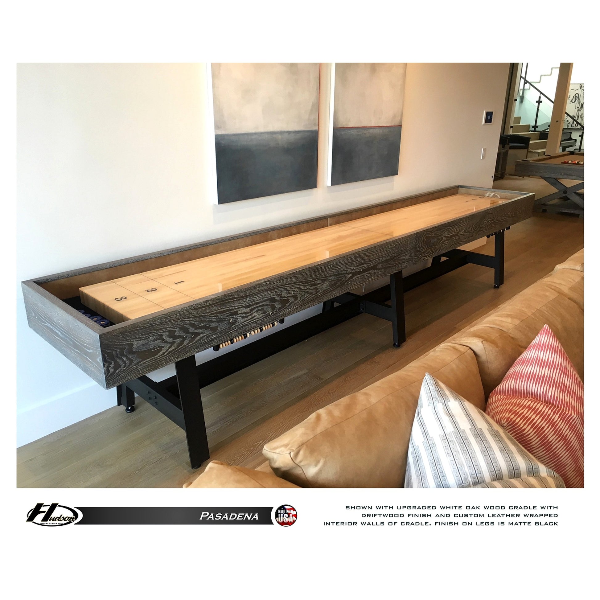 Pasadena shuffleboard table with custom finish options - Hudson Shuffleboards